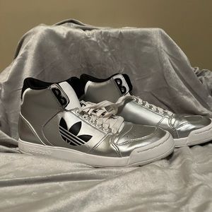 Silver Adidas sneakers